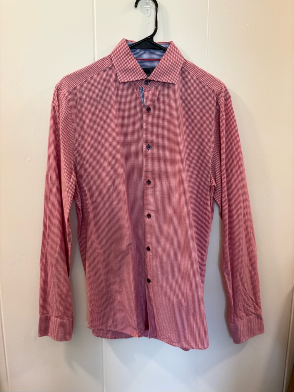 H&M Men's Red and Blue Premium Cotton Button-Up Dress Shirt